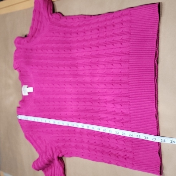 St. John's Bay Size 2X Magenta Long Sleeve Cable Knit Sweater, Gently Used Cond. - Picture 9 of 11